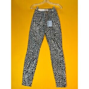 FRAME Le High Skinny Abstract Jeans Womens 23 Black Animal Print High Rise NWT